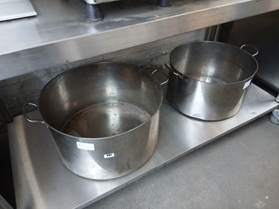 Lot 291 - 2 large stainless cook pots