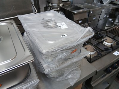 Lot 299 - 2x stainless steel gastronorms with lids