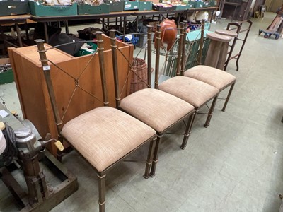 Lot 99 - A set of four metalwork framed beige...