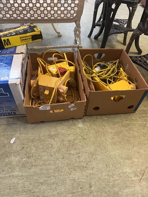 Lot 122 - Two boxes of 110V splitter boxes and lighting