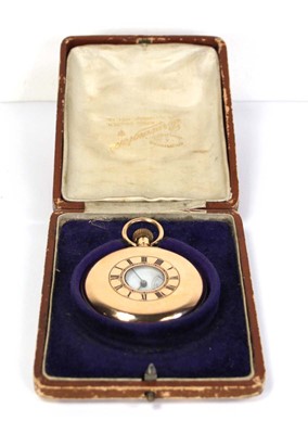 Lot 431 - A 15ct yellow gold half hunter pocket watch by...