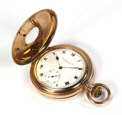 Lot 431 - A 15ct yellow gold half hunter pocket watch by...