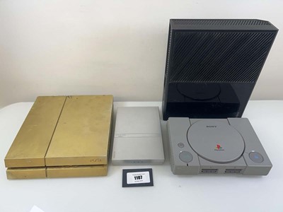 Lot 1107 - PlayStation 1,2 and 4 consoles together with...