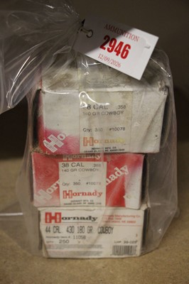 Lot 2946 - 700 x 38 cal (.358) Hornady 140gr Cowboy heads;...