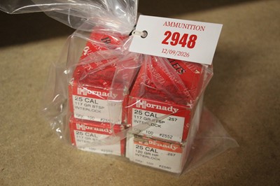 Lot 2948 - 400 x 25 cal (.257) Hornady 117gr BTSP...