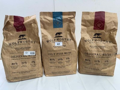 Lot 3515 - 2 x 7.5kg Wolfworthy Original dog dry food and...
