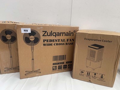Lot 3526 - 2 16" pedestal fans and Evaporative cooler