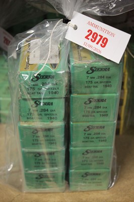 Lot 2979 - 1000 x 7mm (.284) Sierra 175gr Spitzer Boat...