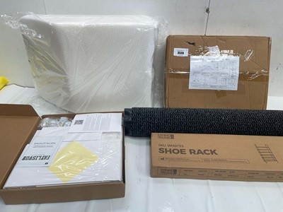 Lot 3528 - Small side table, shoe rack, non slip rug,...