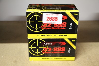 Lot 2685 - (S1) 1000 x .22 Aguila 'SSS' Sniper sub-sonic...