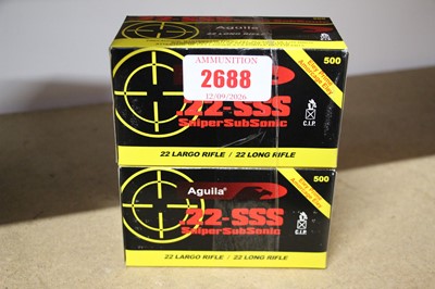 Lot 2688 - (S1) 1000 x .22 Aguila 'SSS' Sniper sub-sonic...