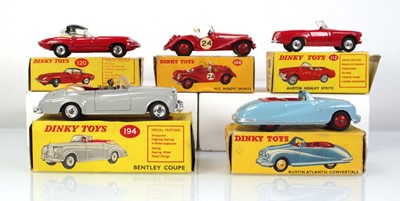 Lot 160 - Five Dinky models: 106/140A Austin Atlantic...