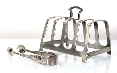 Lot 218 - A silver four slice toast rack, maker ALD,...