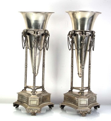 Lot 220 - A pair of silver plated Empire style...