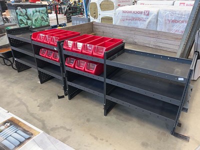 Lot 4410 - Metal 3 tier shelving rack plus plastic linbins