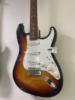 Lot 2192 - Fender Stratocaster 6 string brown and white...