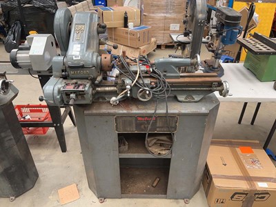 Lot 4512 - Myford Super 7 engineering lathe mounted on...