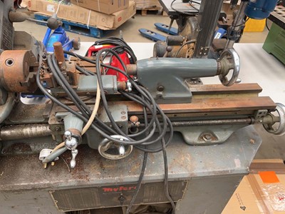 Lot 4512 - Myford Super 7 engineering lathe mounted on...
