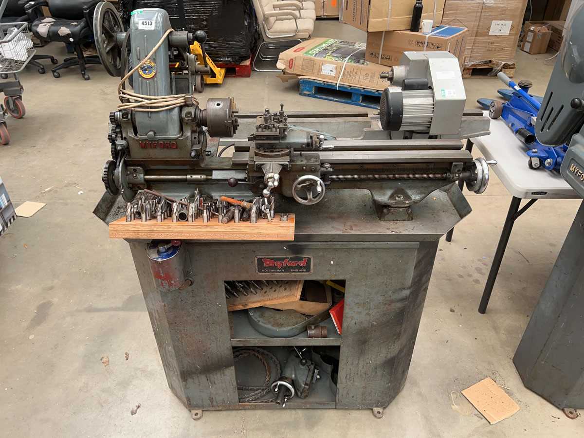 Lot 4513 - Myford ML7 engineering lathe mounted on...