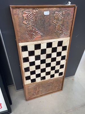 Lot 5168 - (1) African inspired chessboard with beaten...