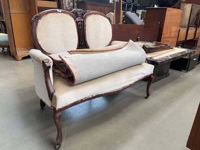 Lot 5327 - Upholstered two seater sofa with carved frame