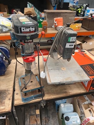 Lot 4550 - 240v band saw, Clarke woodwork bench grinder...