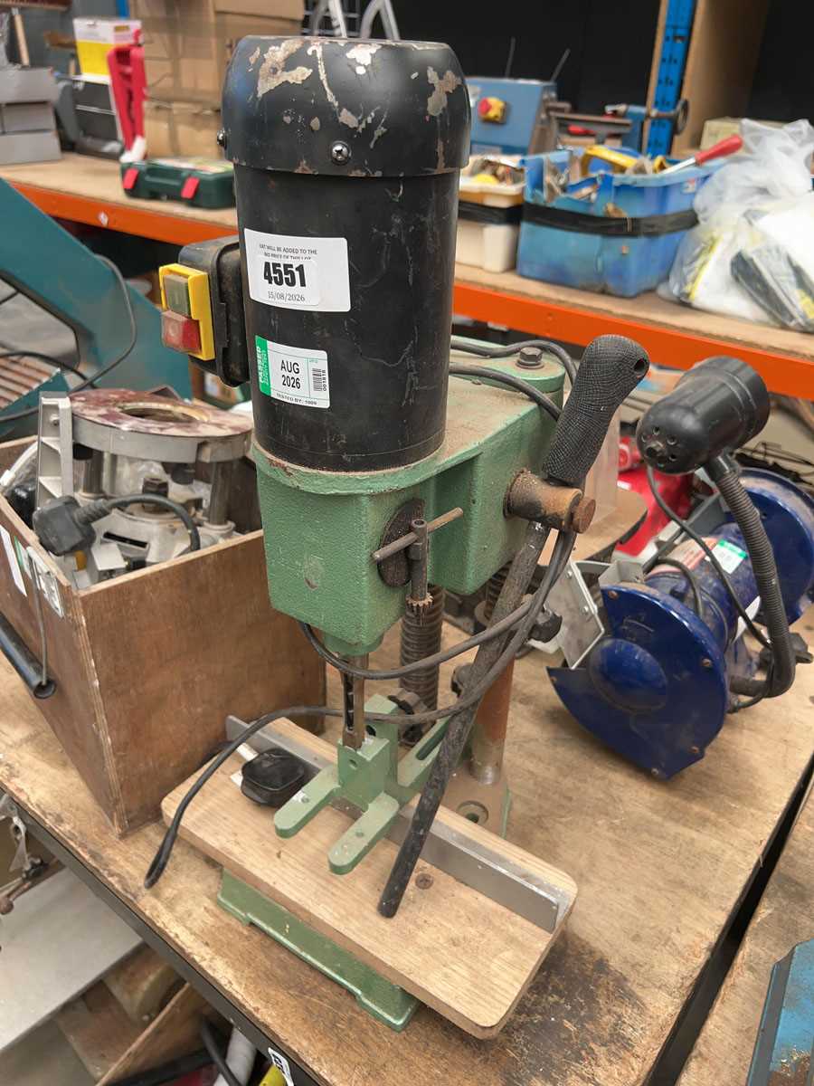 Lot 4551 - 240v bench topped hollow chisel morticer plus...