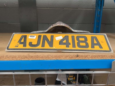 Lot 4634 - Vintage Vauxhall number plate and holder