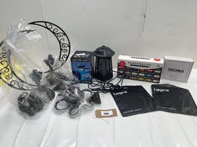 Lot 3608 - Mosaic table lamps, LED fan light, Personalite,...