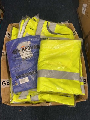 Lot 3729 - Box containing zip front overalls and hi-vis