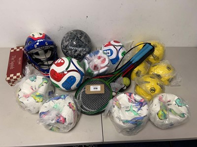 Lot 3770 - Sports items, includes a helmet, footballs,...