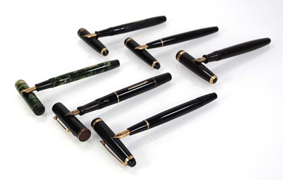 Lot 66 - Six fountain pens by Conway Stewart, Swan,...