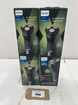 Lot 3660 - 4 Philips Shavers Series 3000X