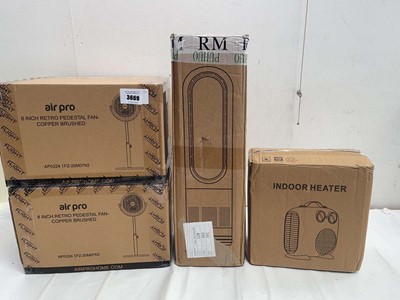 Lot 3669 - 2 Air Pro 8" retro pedestal fan, air cooler...