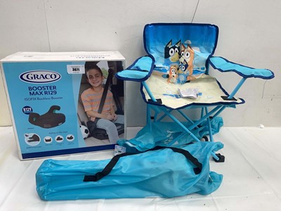 Lot 3671 - Graco booster Max R129 seat and 2 Bluey kids...