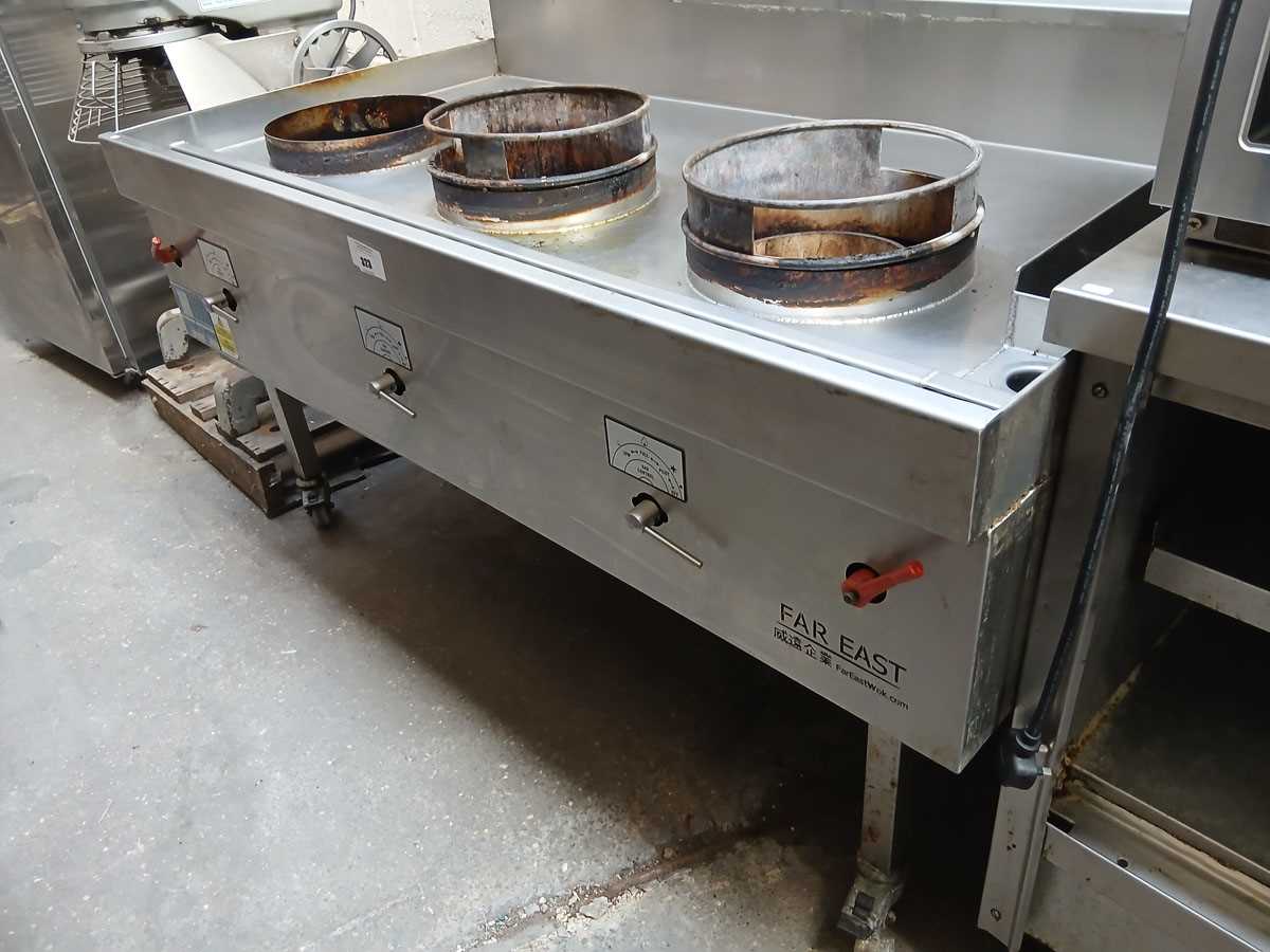 Lot 323 - 147cm gas Far East 3-burner Wok Style cooker