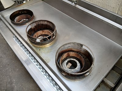 Lot 323 - 147cm gas Far East 3-burner Wok Style cooker