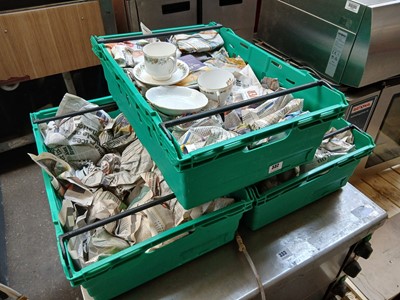 Lot 332 - 3 plastic stacking trays of various part-tea sets