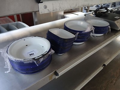 Lot 341 - Enamelware with blue rims
