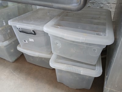 Lot 345 - 4x plastic boxes containing assorted glassware