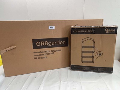 Lot 3689 - Garden metal arch and 4 tier greenhouse