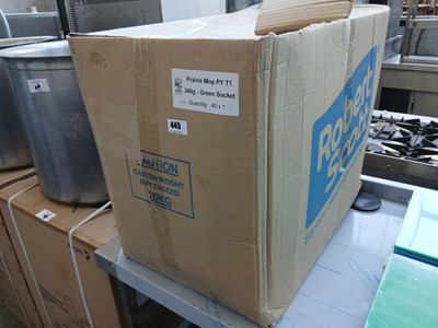Lot 445 - Large box containing green socket mop heads