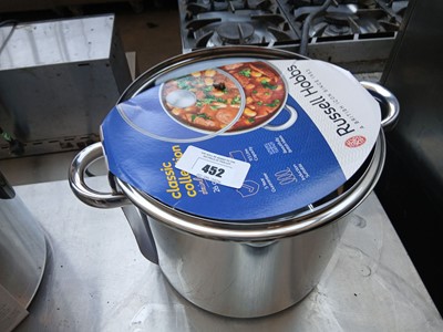 Lot 452 - Russell Hobbs 26cm stock pot with glass lid
