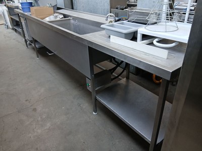 Lot 553 - 370cm stainless steel deep bowl double bowl...