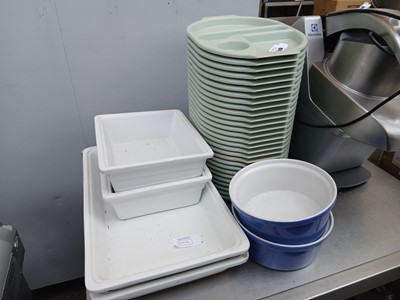 Lot 555 - 4 ceramic white serving dishes, stack of...