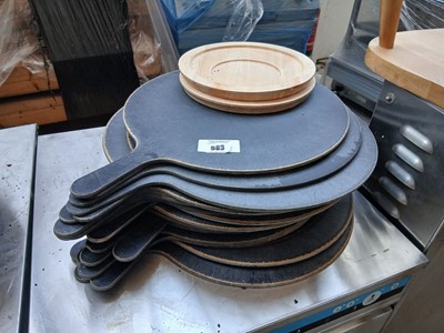 Lot 583 - Stack of wooden pizza serving trays