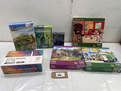 Lot 3830 - Acrylic painting gel pen set, jigsaw puzzles,...