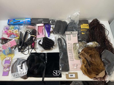 Lot 3986 - Selection of hair extensions and styling...