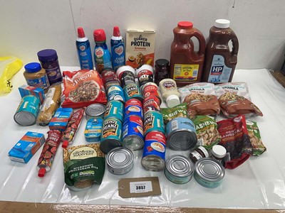 Lot 3857 - Panty food including Baked beans, spaghetti,...