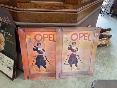 Lot 30 - Two Opel adverting prints on tin